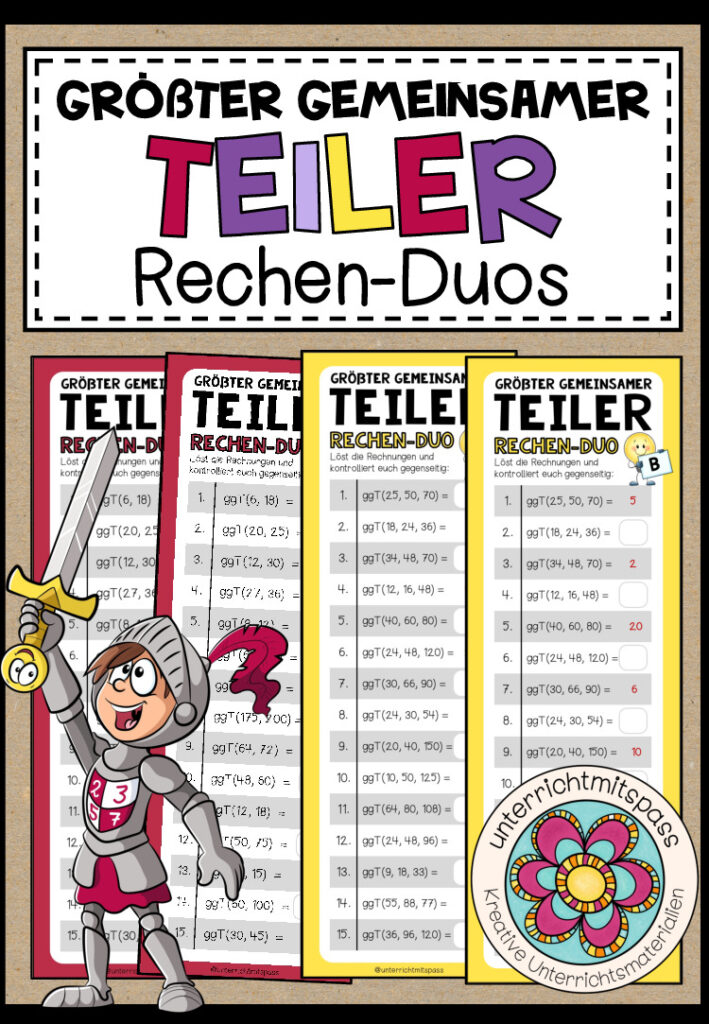 ggT (größter gemeinsamer Teiler) – 2 Rechen-Duos