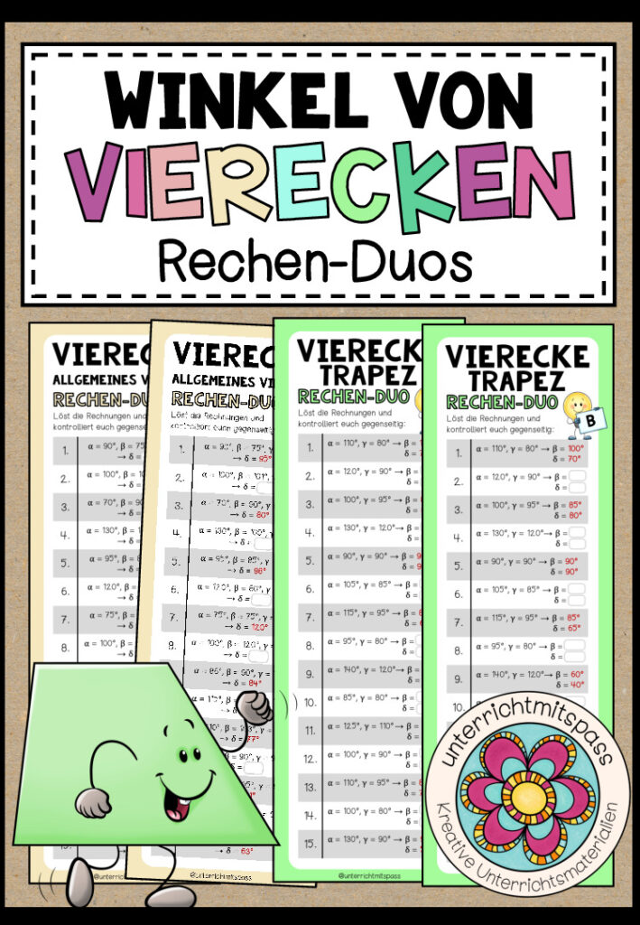 WINKEL VON VIERECKEN – 5 Rechen-Duos