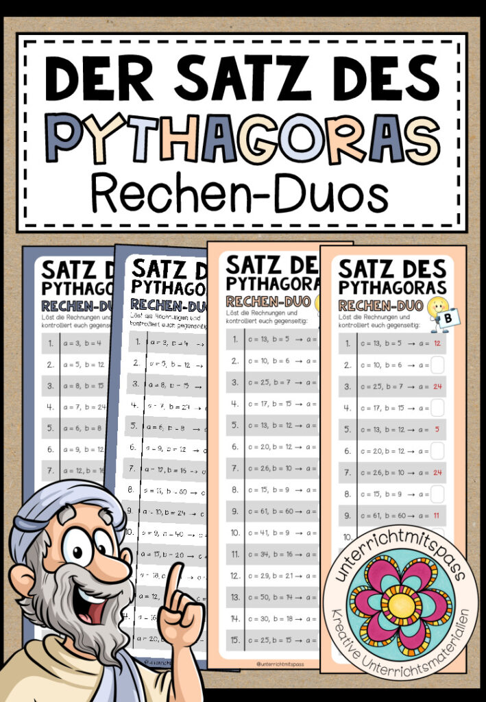 DER SATZ DES PYTHAGORAS – 3 Rechen-Duos