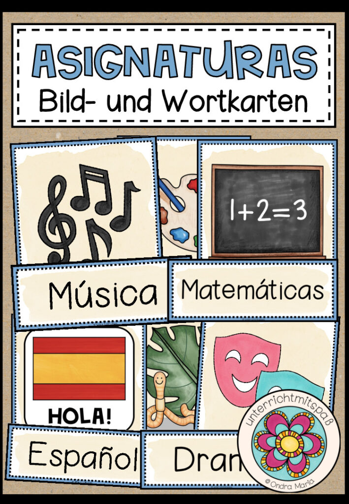 ASIGNATURAS (Schulfächer) – Bild- und Wortkarten (Spanisch)