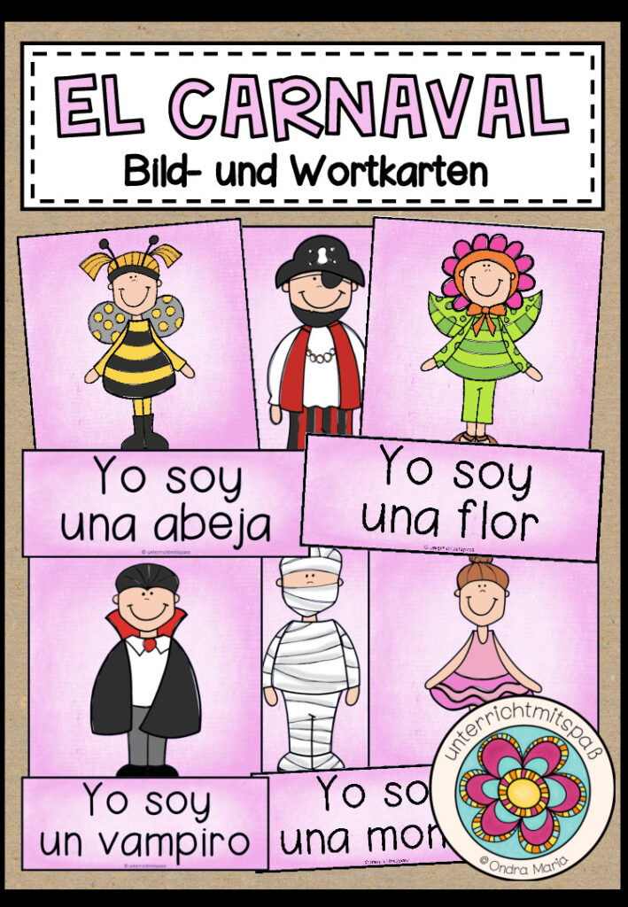 el carnaval – Bild- und Wortkarten (Spanisch)