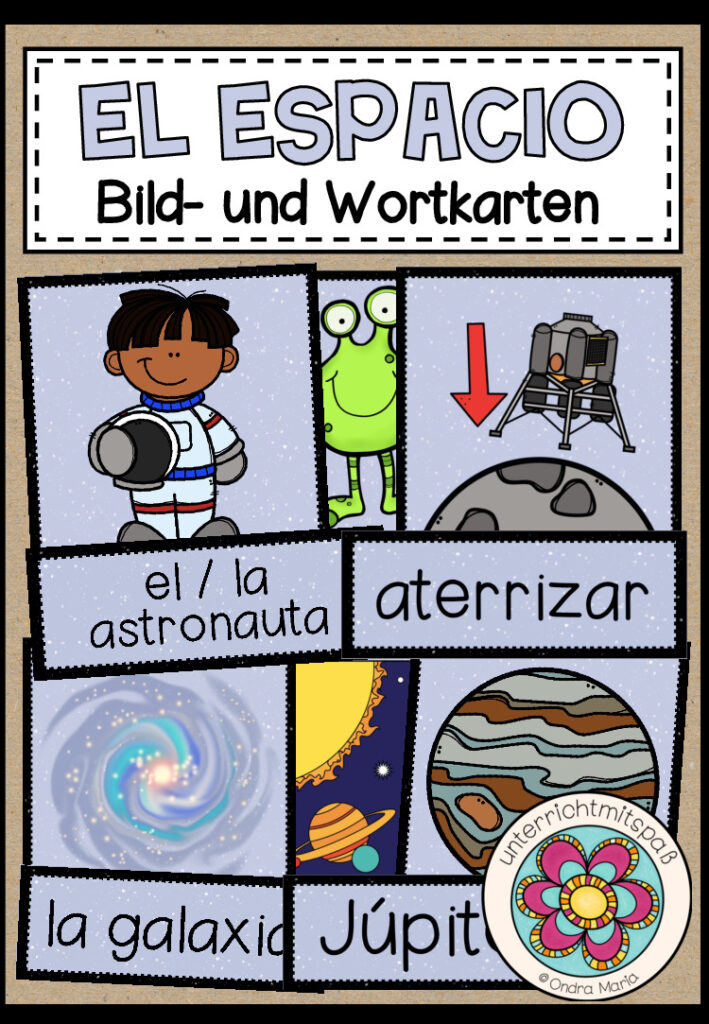EL ESPACIO (Weltraum) – Bild- und Wortkarten (Spanisch)