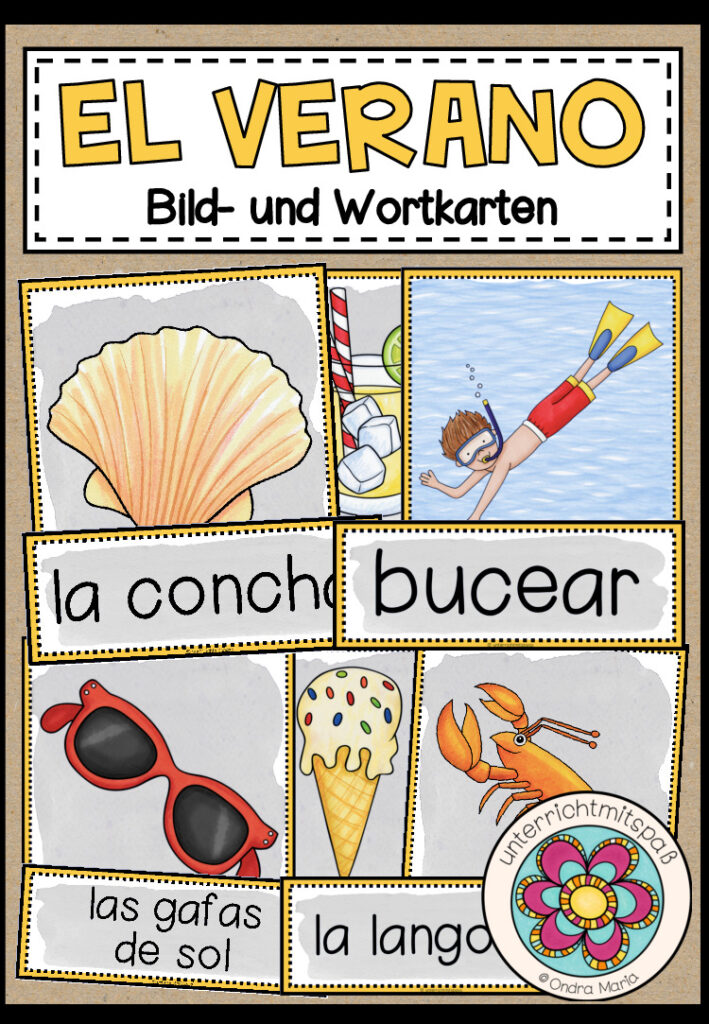 EL VERANO (Sommer) – Bild- und Wortkarten (Spanisch)