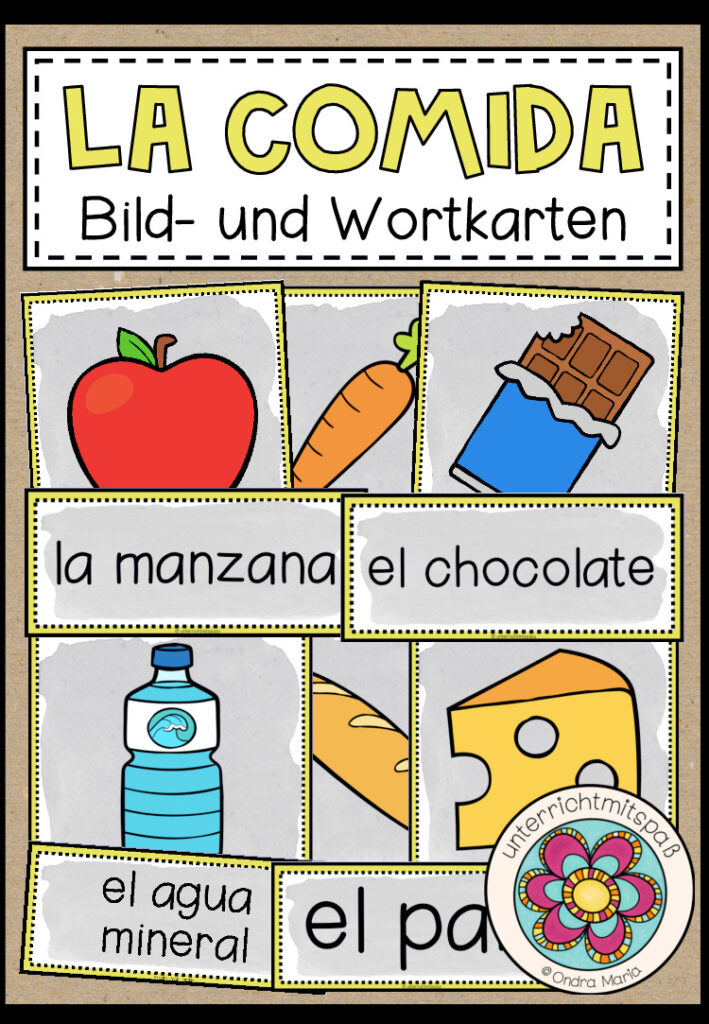 LA COMIDA (Lebensmittel) – Bild- und Wortkarten (Spanisch)