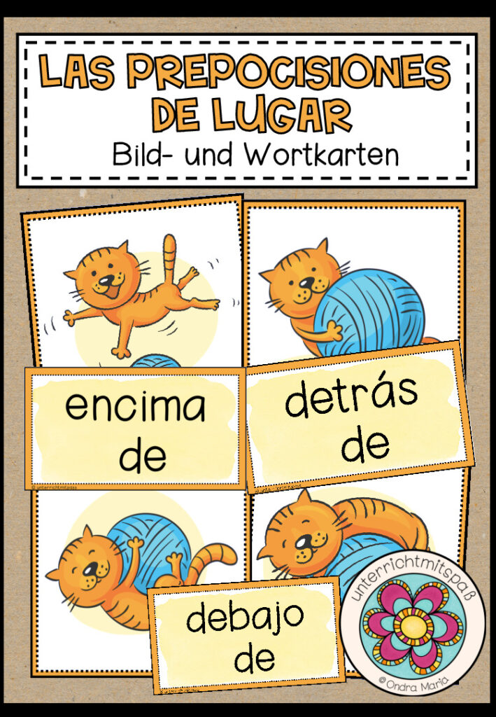 LAS PREPOCISIONES DE LUGAR – Bild- und Wortkarten (Spanisch)