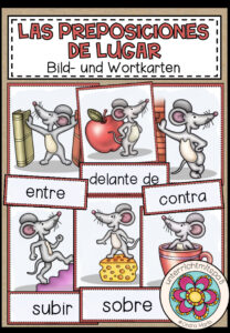 LAS PREPOSICIONES DE LUGAR (Präpositionen) – Bild- und Wortkarten (Spanisch)
