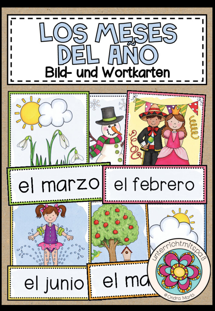 LOS MESES DEL AÑO (Monate) – Bild- und Wortkarten (Spanisch)