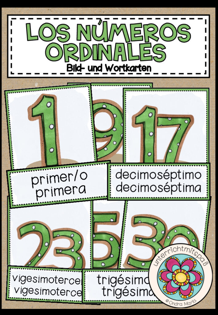 LOS NÚMEROS ORDINALES  – Bild- und Wortkarten (Spanisch)