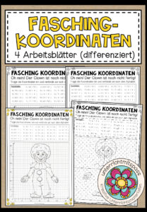 FASCHING-KOORDINATEN – 4 Arbeitsblätter (differenziert)