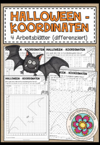 HALLOWEEN-KOORDINATEN – 4 Arbeitsblätter (differenziert)