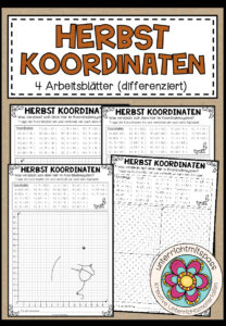 HERBST-KOORDINATEN – 4 Arbeitsblätter (differenziert)