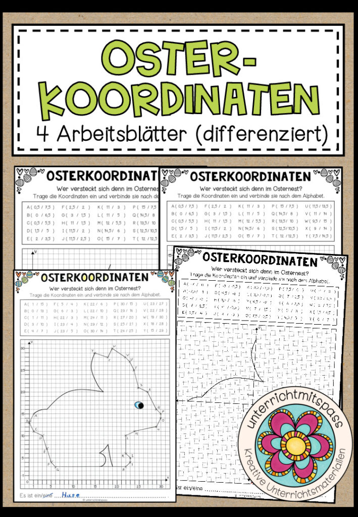 Oster-Koordinaten – 4 Arbeitsblätter (differenziert)
