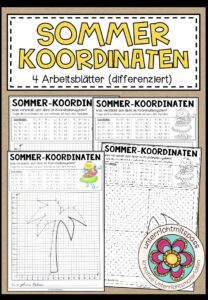 SOMMER-KOORDINATEN – 4 Arbeitsblätter (differenziert)