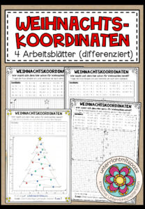 WEIHNACHTS-KOORDINATEN – 4 Arbeitsblätter (differenziert)