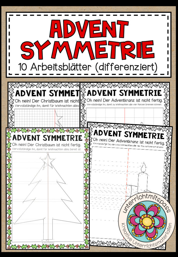ADVENT SYMMETRIE – 10 Arbeitsblätter (differenziert)