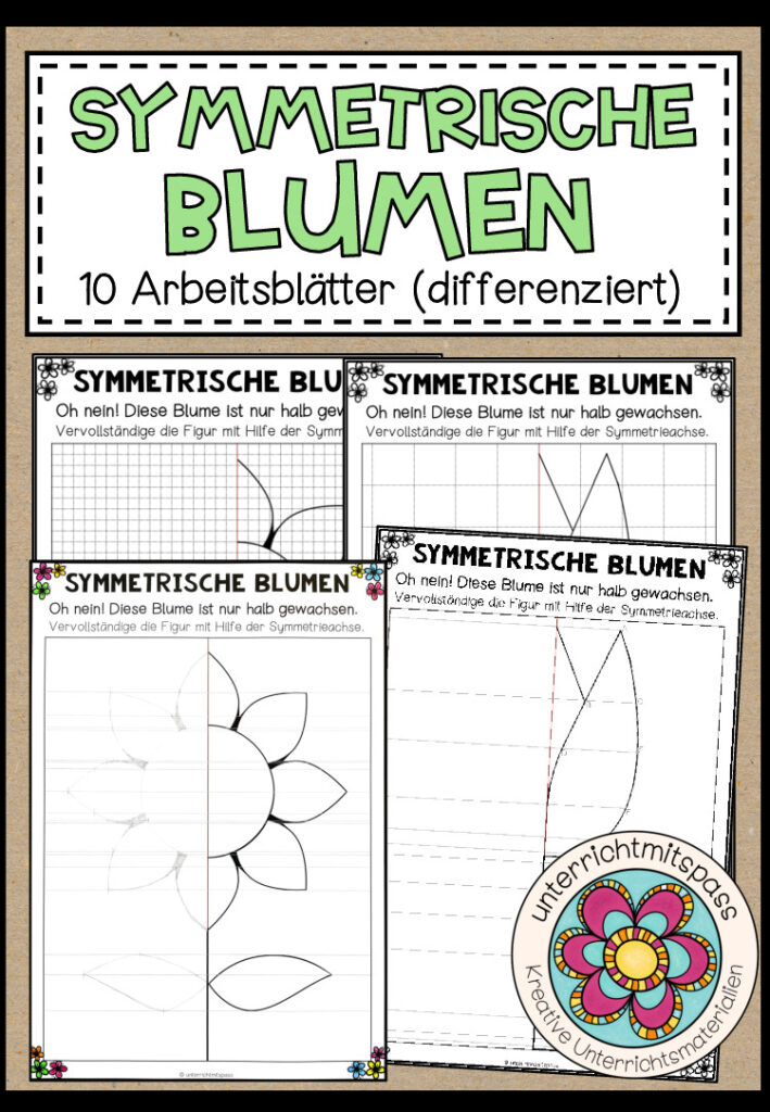 BLUMEN-SYMMETRIE – 10 Arbeitsblätter (differenziert)