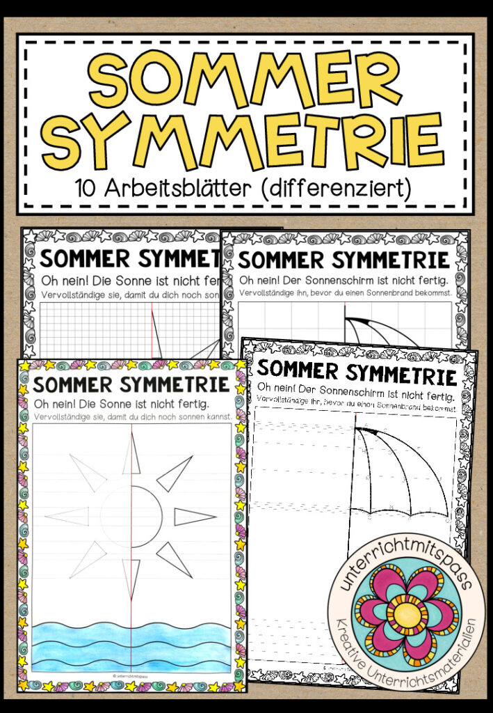 SOMMER SYMMETRIE – 10 Arbeitsblätter (differenziert)