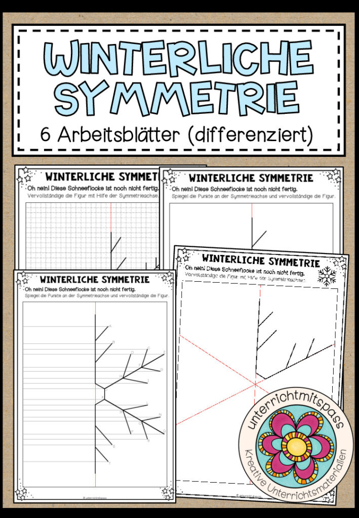 WINTERLICHE SYMMETRIE – 6 Arbeitsblätter (differenziert)