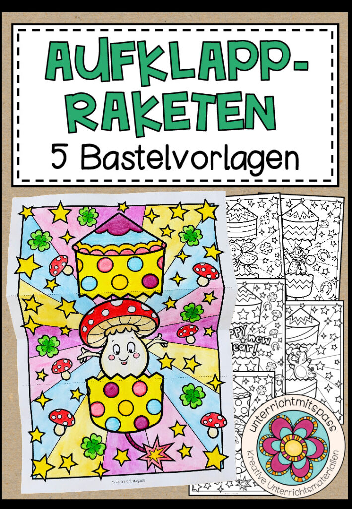 Aufklapp-Raketen (Neujahr) – Bastelvorlagen