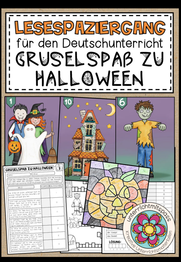 Gruselspaß zu Halloween – Lesespaziergang (5-fach differenziert)