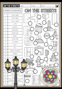 ON THE STREETS – Vocabulary Worksheet (3-fach differenziert)