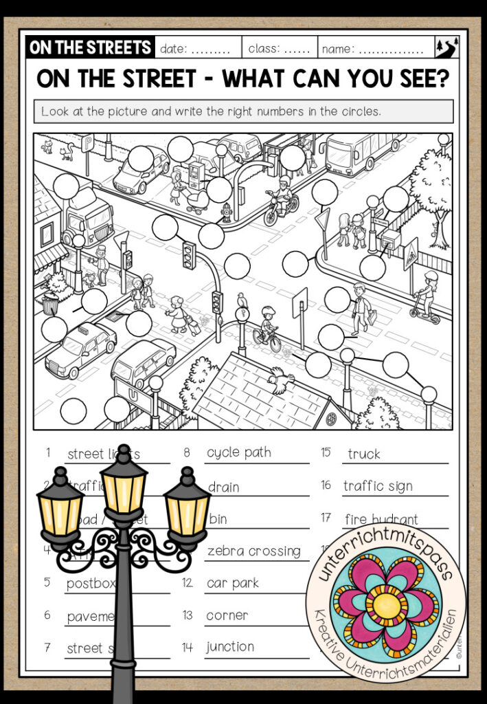 ON THE STREETS – What can you see? (3-fach differenziertes Worksheet)