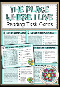 The place where I live – Reading Task Cards