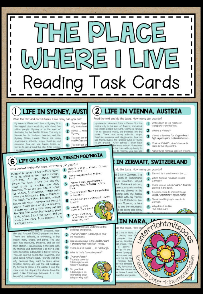The place where I live – Reading Task Cards