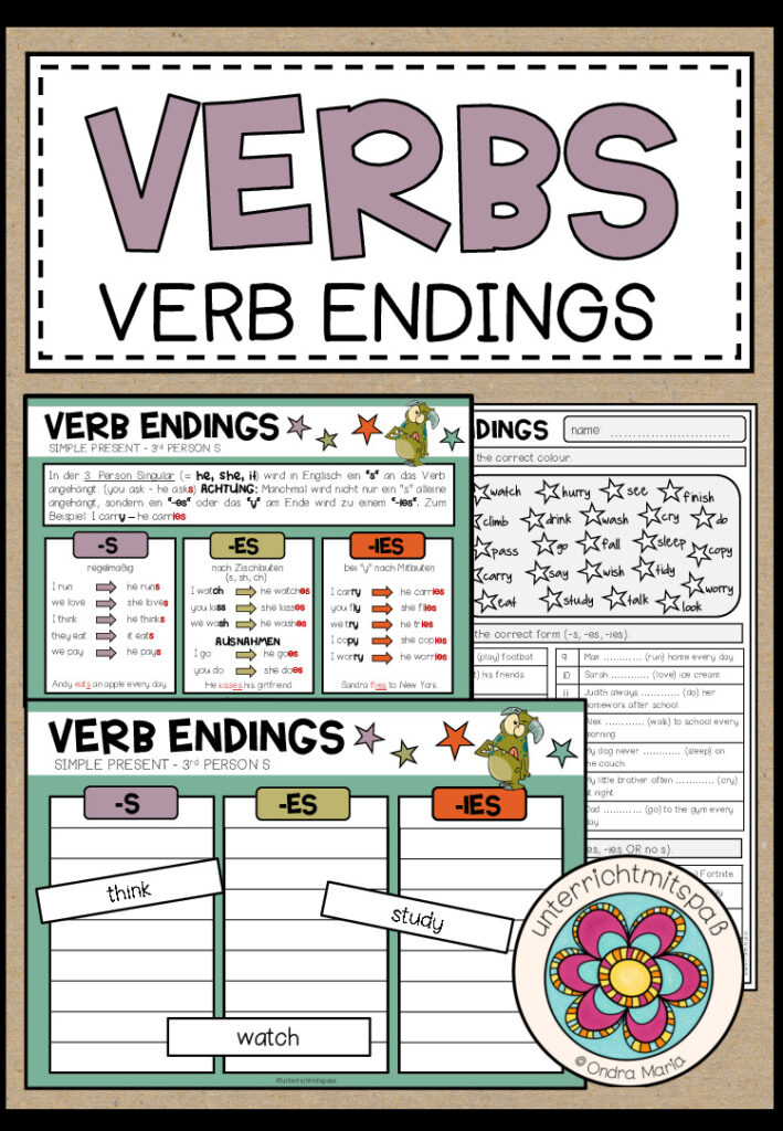 VERBS – Verb Endings (Present Simple – 3rd Person S) Package
