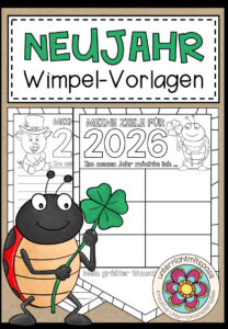 NEUJAHR – Wimpel (Vorsätze, Ziele und Wünsche) verschiedene Vorlagen