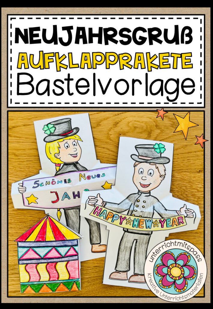 Neujahrsgruß – Aufklapprakete (Karte zum Falten)