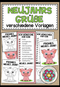 Neujahrsgrüße – Bastelvorlagen (verschiedene Vorlagen)