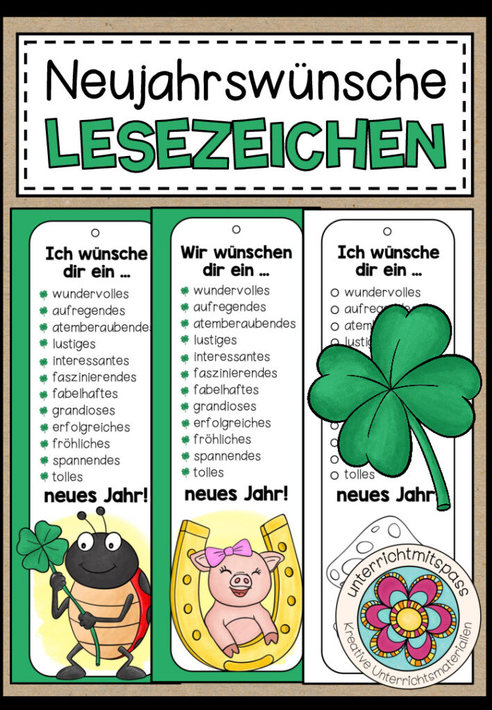 Neujahrswünsche – Lesezeichen (3 verschiedene Versionen)