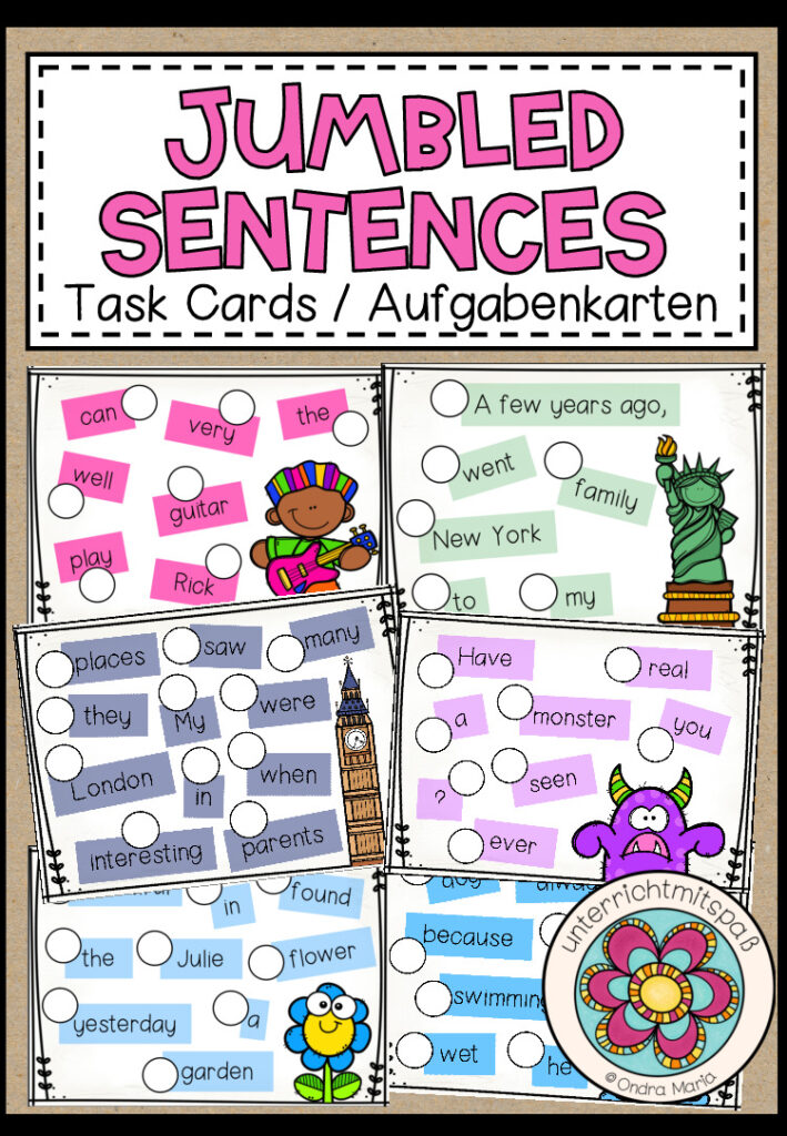 JUMBLED SENTENCES – Sentence Structure Practice (Task Cards)