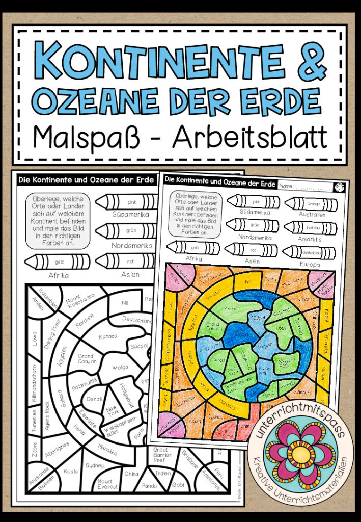 Die Kontinente und Ozeane der Erde – Malspaß