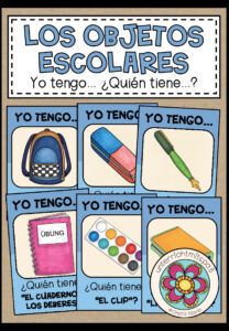 LOS OBJETOS ESCOLARES (Schulsachen) – Yo tengo … ¿Quién tiene …? (Spanisch)