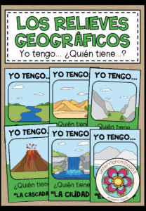 LOS RELIEVES GEOGRÁFICOS (LANDSCHAFTEN) – Yo tengo … ¿Quién tiene …? (Spanisch)