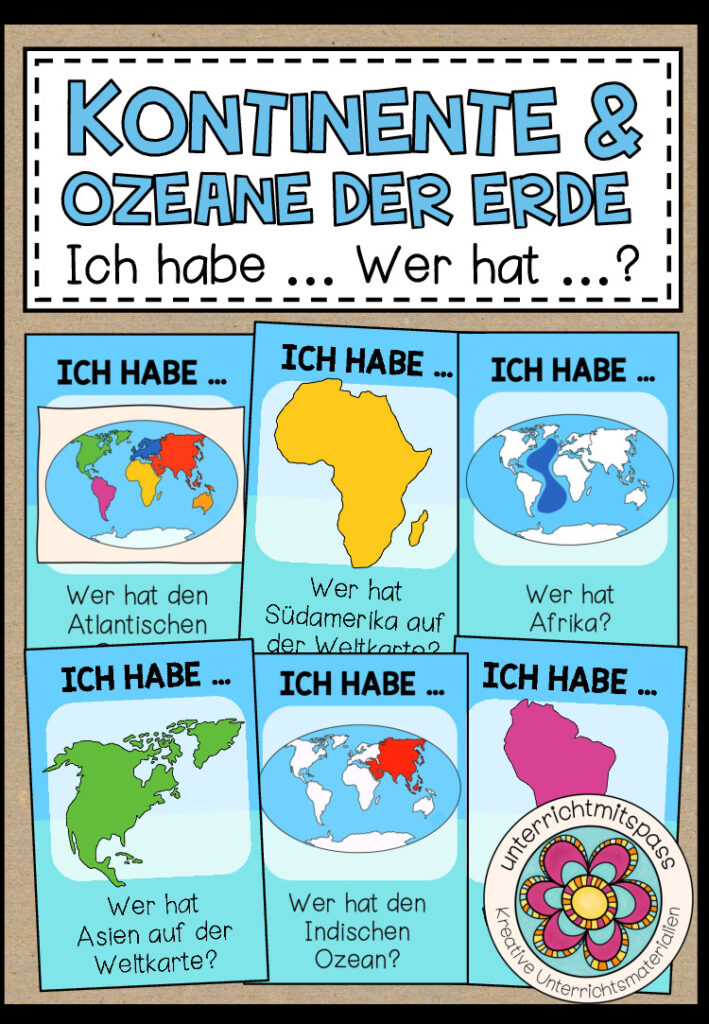 Kontinente und Ozeane der Erde – Ich habe … wer hat…?