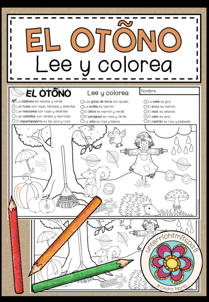 EL OTONO (Herbst) – Lee y colorea (Lesen und Malen)