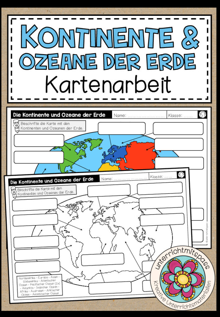 Kontinente und Ozeane der Erde – Kartenarbeit
