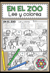 EN EL ZOO (Zoo) – Lee y colorea (Lesen und Malen)