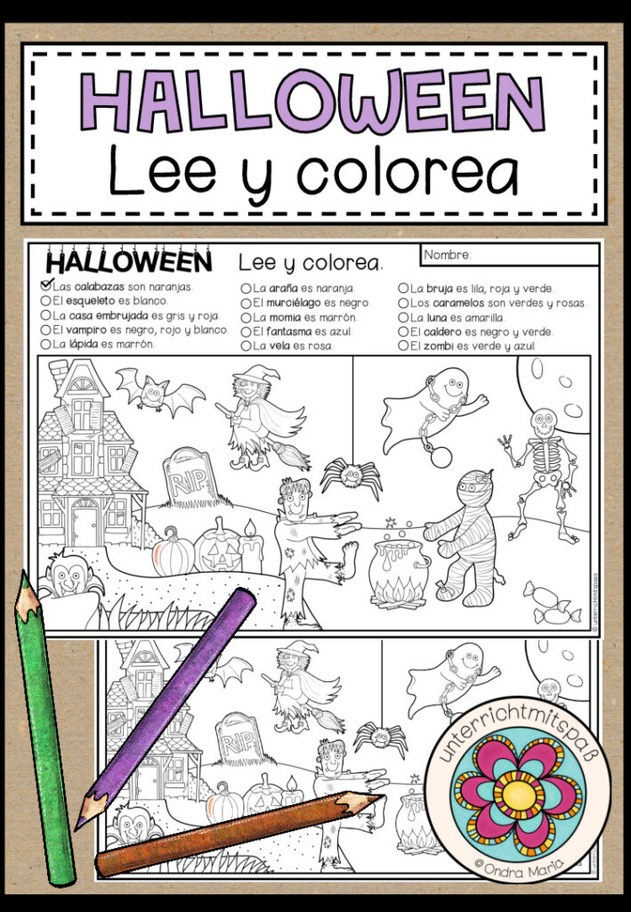 HALLOWEEN – Lee y colorea (Lesen und Malen)