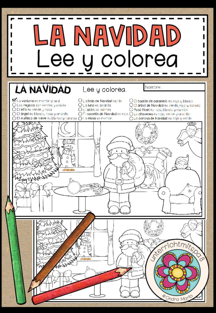 LA NAVIDAD (Weihnachten) – Lee y colorea (Lesen und Malen)