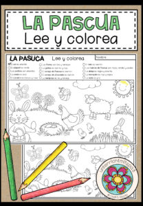 LA PASCUA (Ostern) – Lee y colorea (Lesen und Malen)