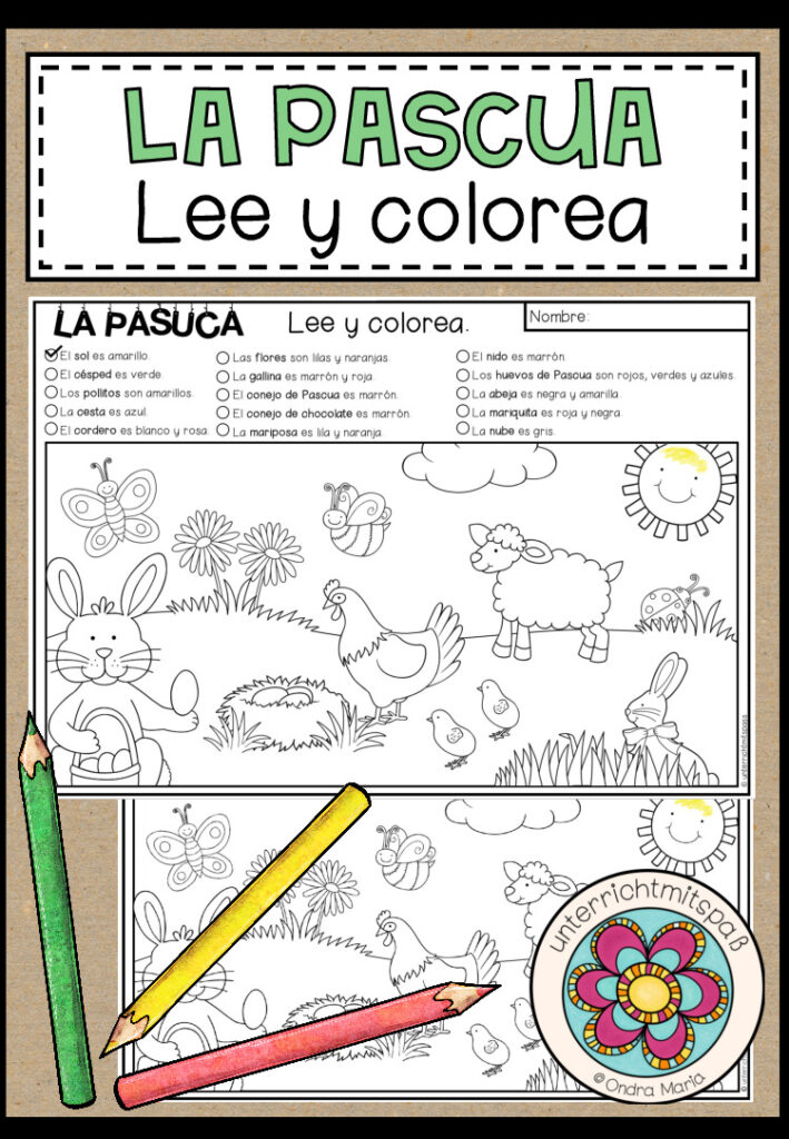 LA PASCUA (Ostern) – Lee y colorea (Lesen und Malen)
