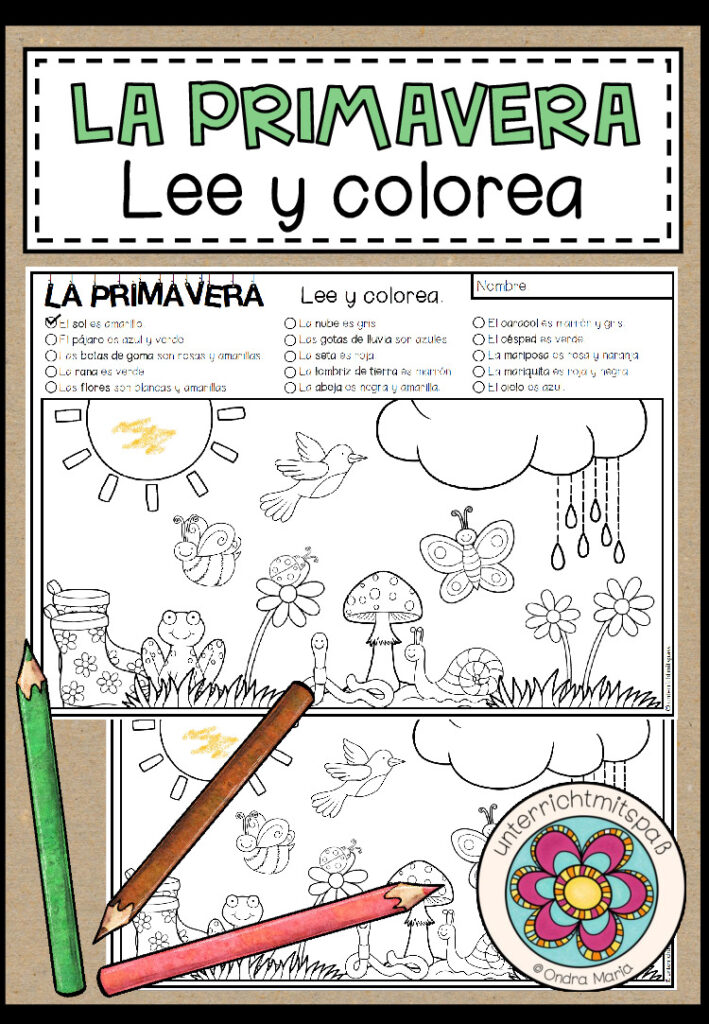 LA PRIMAVERA (Frühling) – Lee y colorea (Lesen und Malen)