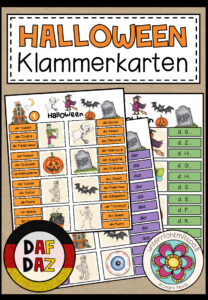 Halloween (DaF/DaZ) – Klammerkarten (3-fach differenziert)