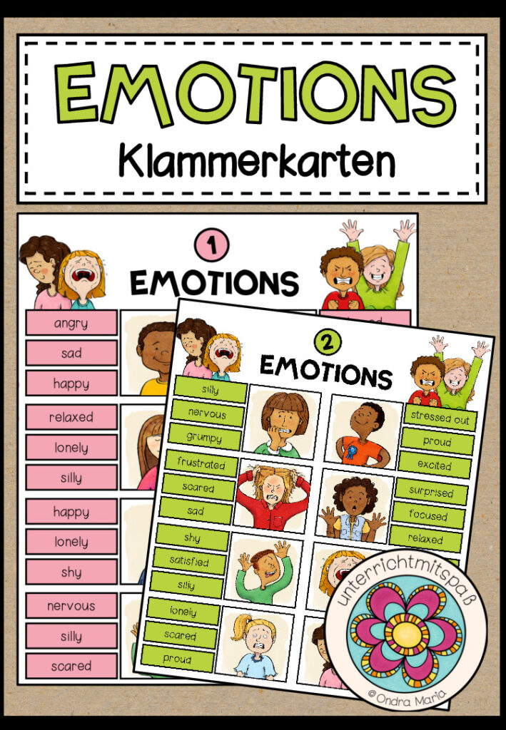 EMOTIONS and FEELINGS – Klammerkarten (2-fach differenziert)