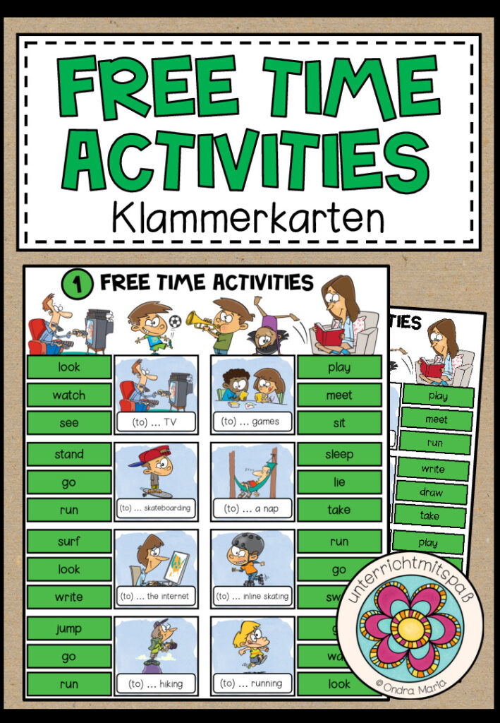 FREE TIME ACTIVITIES – Klammerkarten (Fokus: Verben) Hobbies