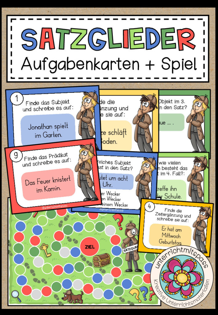 SATZGLIEDER – Aufgabenkarten + Spielbretter